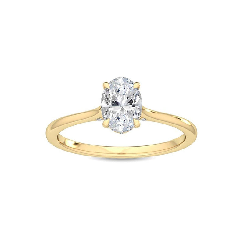 14K 1ct Natural Diamond Oval Cut Solitaire Engagement Ring