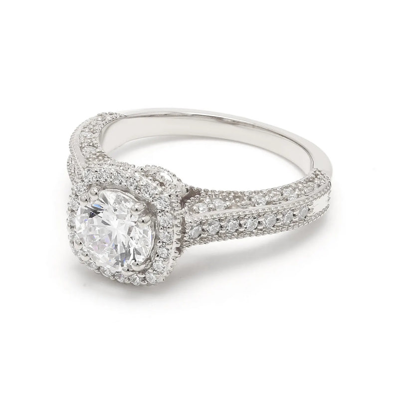 18K Solid Gold 1.83 CT Round Halo Natural Diamond Engagement Ring - View 7 | Riyanika Jewels