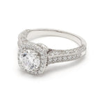 14K 1ct Natural Diamond Round Cut Halo Engagement Ring