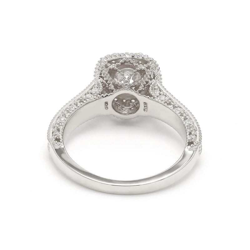 14K 1ct Lab Grown Diamond Round Cut Halo Engagement Ring