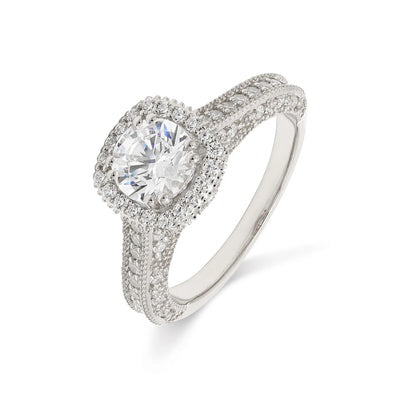 18K Solid Gold 0.83 CT Round Halo Natural Diamond Engagement Ring