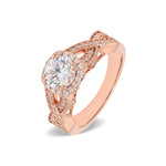 14K 1.5ct Natural Diamond Round Cut Pave Engagement Ring