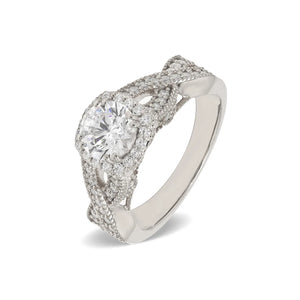 14K 1.52ct Lab Grown Diamond Round Cut Pave Engagement Ring