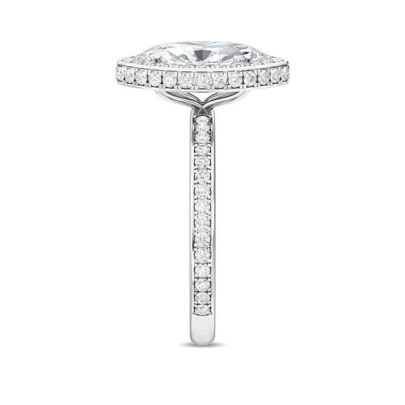 14K 2ct Natural Diamond Round Cut Halo Engagement Ring