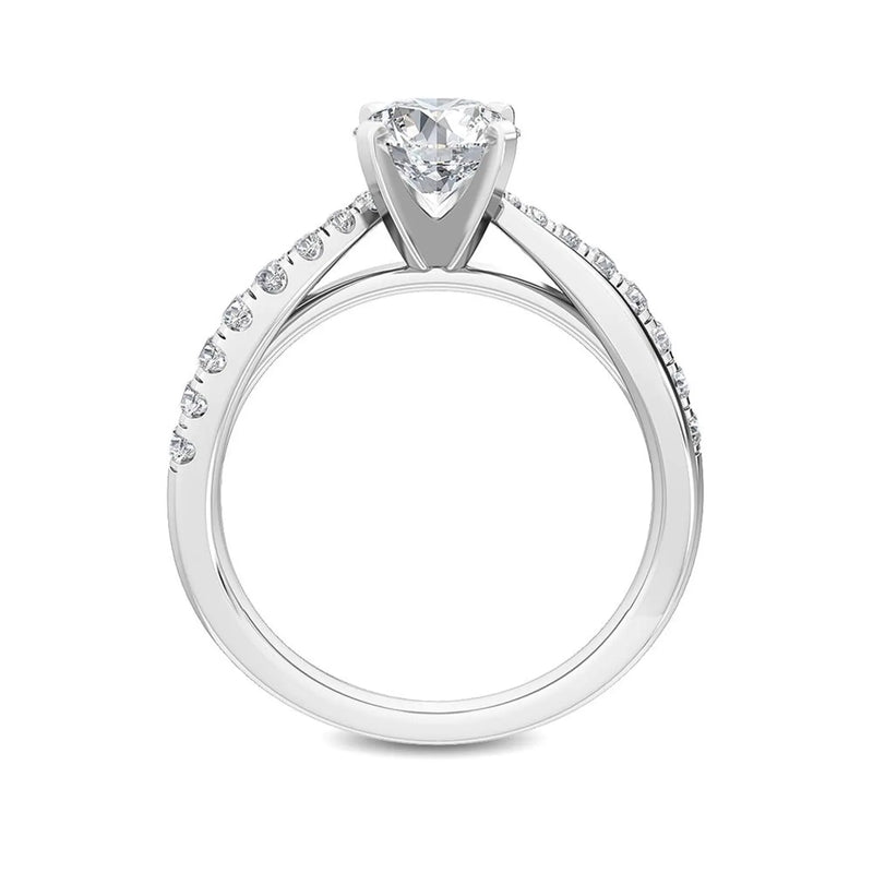 1.35 Ct Round Cut Twisted Pavé Shank Solitaire Natural Diamond Engagement Ring in 18K - Alternate Angle | Riyanika Jewels