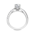 18K Solid Gold 1.35 Ct Round Cut Twisted Pavé Shank Lab Grown Diamond Solitaire Engagement Ring - Close Up | Riyanika Jewels