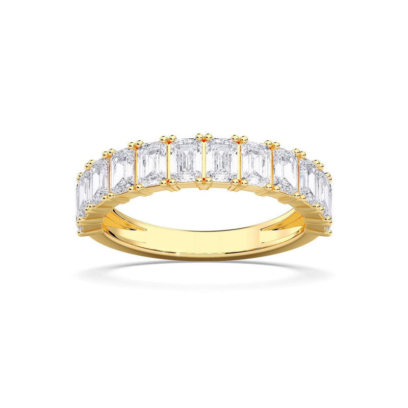 14K 2.5ct Natural Diamond Emerald Cut Half Eternity Band