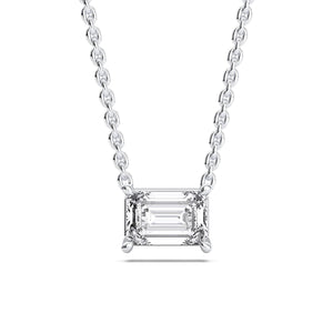 14K 0.5ct Lab Grown Diamond Emerald Cut Solitaire Pendant Necklace