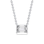 18K Solid Gold 0.5ct Emerald Cut Natural Diamond Solitaire Pendant Necklace