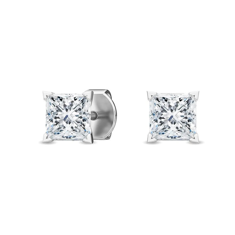18K Solid Gold 0.50 Ct Princess Cut Lab Grown Diamond Stud Earrings - Alternate Angle