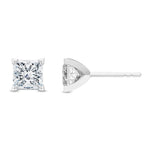 18K Solid Gold 0.50 Ct Princess Cut Natural Diamond Stud Earrings