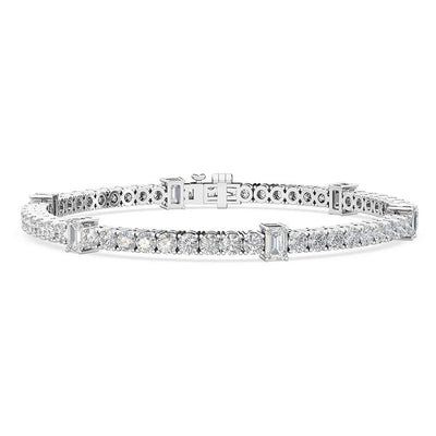 14K 6.15ct Natural Diamond Tennis Bracelet
