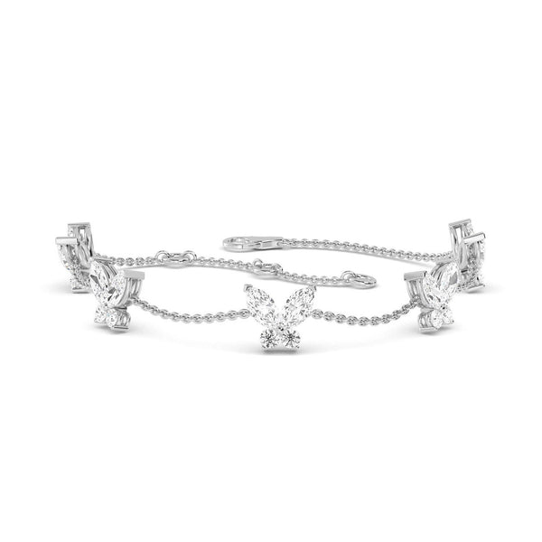 2.09ct Natural Diamond Butterfly Station Bracelet in 18K Solid Gold