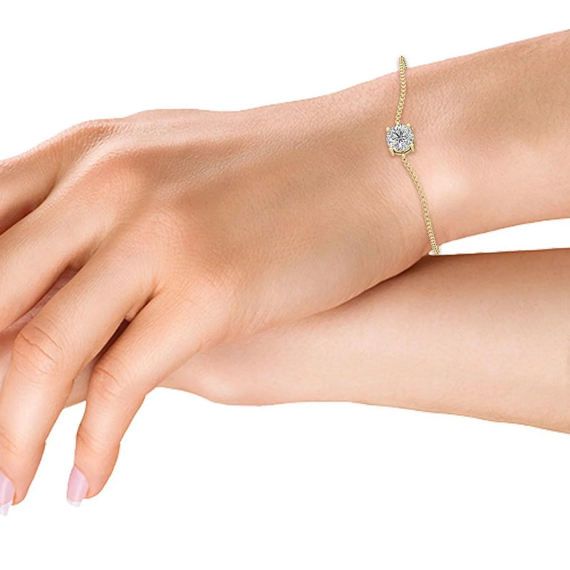 14K 0.9ct Lab Grown Diamond Round Cut Solitaire Bracelet