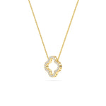 18K Solid Gold 0.27 Ct Dainty Lab Grown Diamond Quatrefoil Pendant Necklace - Close Up