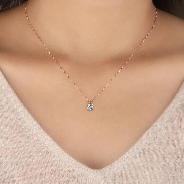 14K 0.78ct Lab Grown Diamond Solitaire Pendant Necklace