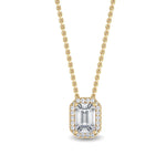 18K Solid Gold 0.78 Ct Emerald Cut Lab Grown Diamond Necklace - Close Up | Riyanika Jewels