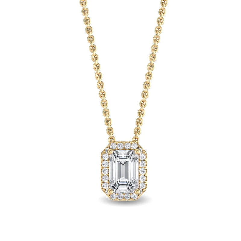 14K 0.78ct Natural Diamond Emerald Cut Necklace
