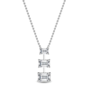 18K Solid Gold 1.37Ct Emerald Cut Natural Diamond Necklace