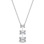 14K 1.37ct Natural Diamond Emerald Cut Necklace