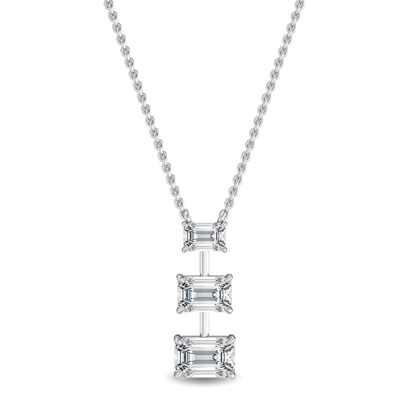 14K 1.37ct Natural Diamond Emerald Cut Necklace