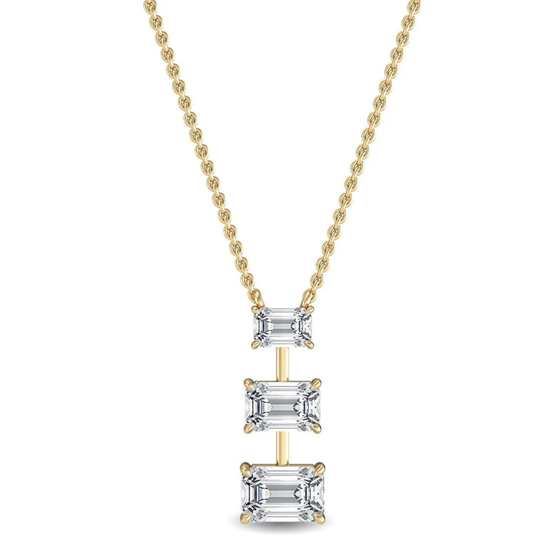 18K Solid Gold 1.37Ct Emerald Cut Lab Grown Diamond Necklace - Detail | Riyanika Jewels