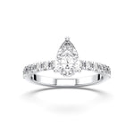 18K Solid Gold 1 CT Pear Cut Halo Natural Diamond Solitaire Engagement Ring