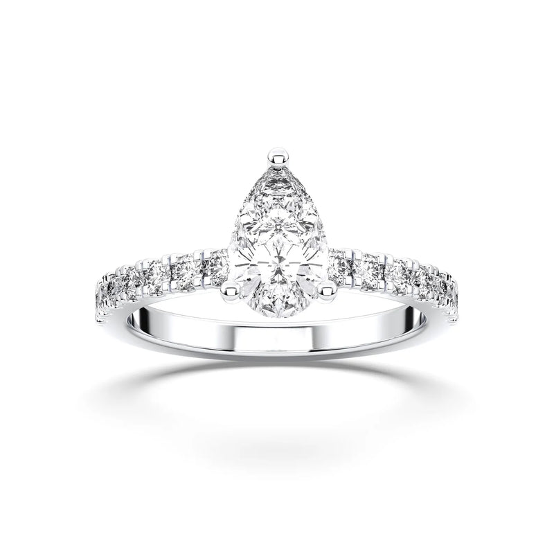 14K 1ct Lab Grown Diamond Pear Cut Solitaire Engagement Ring