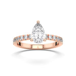 18K Solid Gold 1 CT Pear Cut Halo Natural Diamond Solitaire Engagement Ring - Alternate Angle