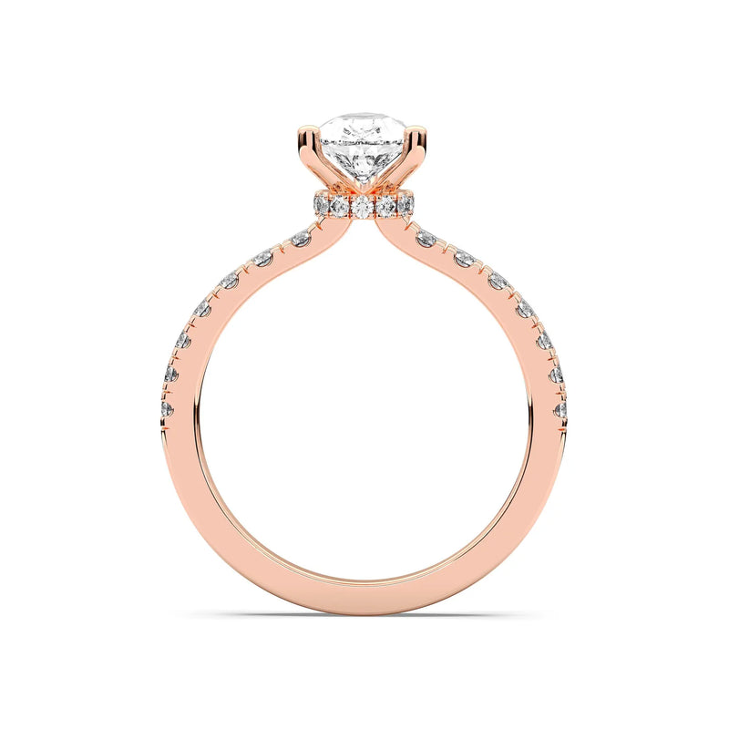 14K 1ct Natural Diamond Pear Cut Solitaire Engagement Ring