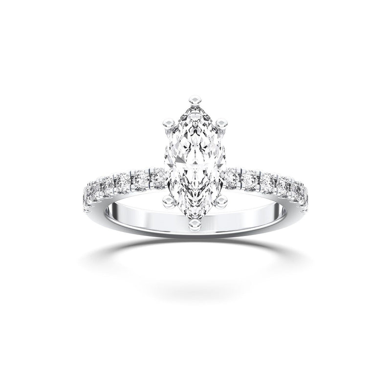 18K Solid Gold 1ct Marquise Cut Halo Natural Diamond Solitaire Engagement Ring