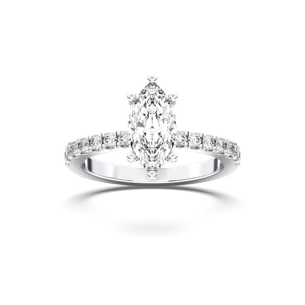 14K 1ct Lab Grown Diamond Marquise Cut Solitaire Half Eternity Ring