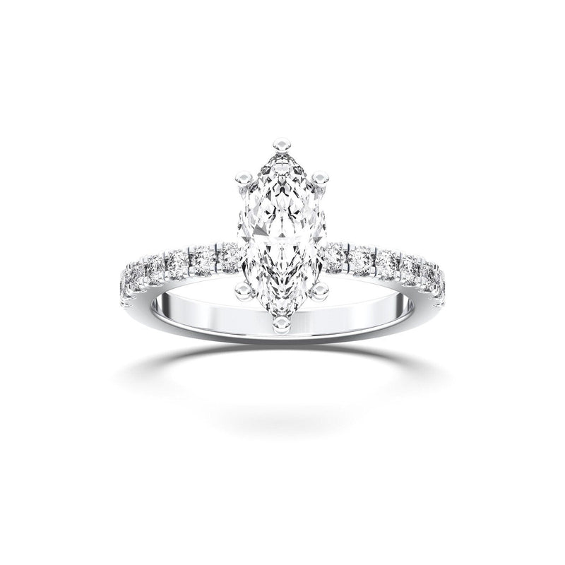 14K 1ct Lab Grown Diamond Marquise Cut Solitaire Half Eternity Ring