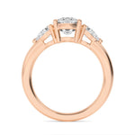 18K Solid Gold 2.44Ct 3 Stone Cushion Cut Natural Diamond Engagement Ring - Detail | Riyanika Jewels