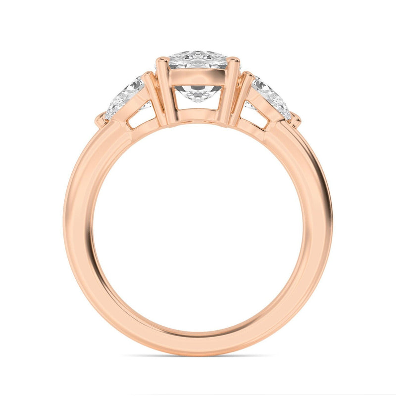 14K 2.5ct Lab Grown Diamond Cushion Cut Three Stone Engagement Ring