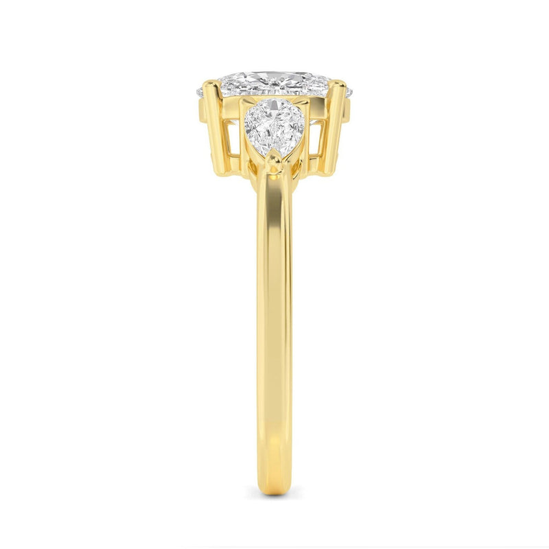 14K 2.5ct Lab Grown Diamond Cushion Cut Three Stone Engagement Ring