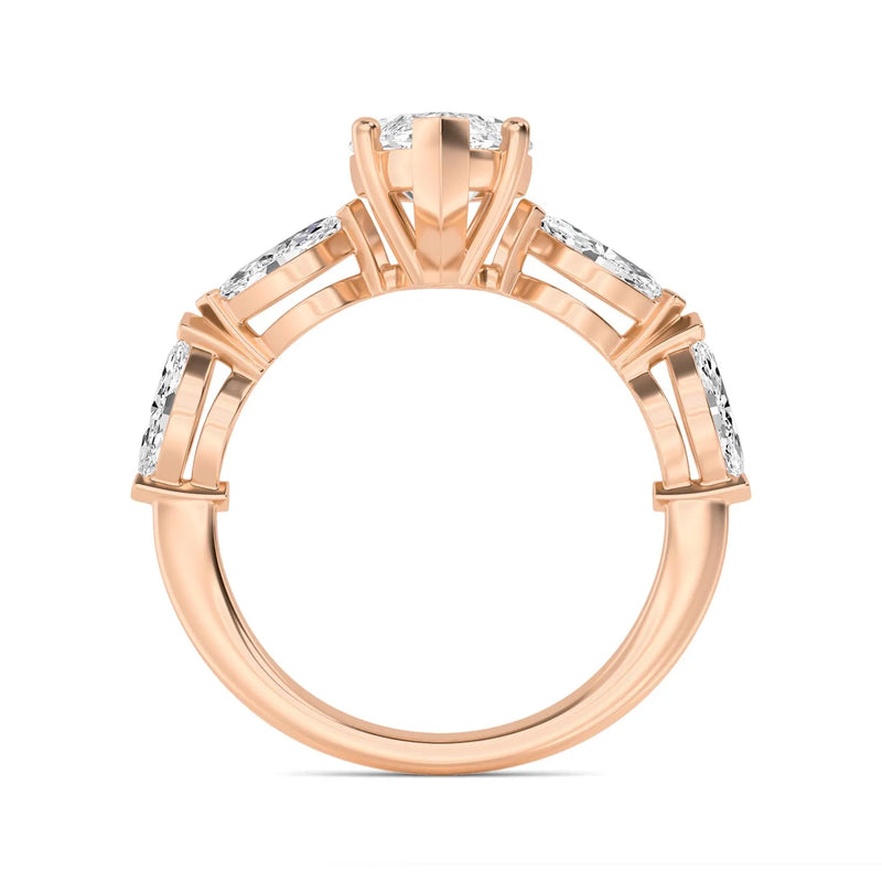 18K Solid Gold 2.33 Ct Marquise Natural Diamond Engagement Ring - Side View | Riyanika Jewels