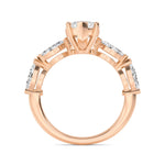14K 2.5ct Lab Grown Diamond Marquise Cut Side Stone Engagement Ring