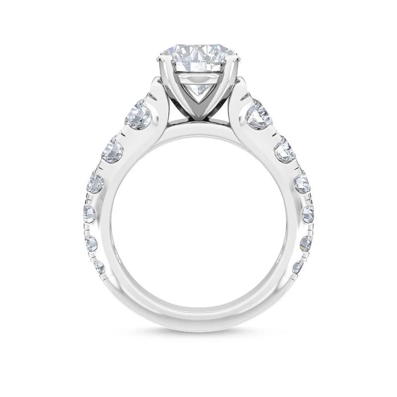 14K 3.5ct Lab Grown Diamond Round Cut Pave Engagement Ring