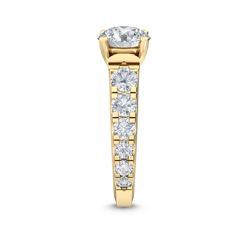 14K 3.5ct Lab Grown Diamond Round Cut Pave Engagement Ring