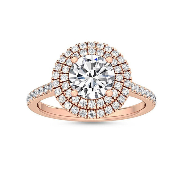 14K 1.5ct Natural Diamond Round Cut Halo Engagement Ring