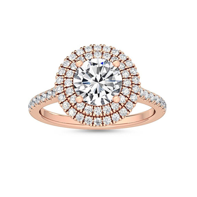 14K 1.55ct Lab Grown Diamond Round Cut Halo Engagement Ring