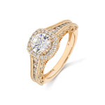 1.79 Carat Round Lab Grown Diamond Halo Engagement Ring in 18K Solid Gold - Close Up