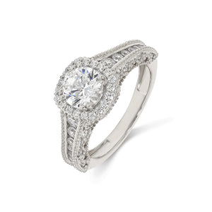 14K 1.5ct Natural Diamond Round Cut Halo Engagement Ring