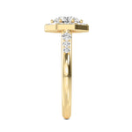 18K Solid Gold 1.96 Carat Lab Grown Round Diamond with Baguette & Round Side Stones - Alternate Angle | Riyanika Jewels