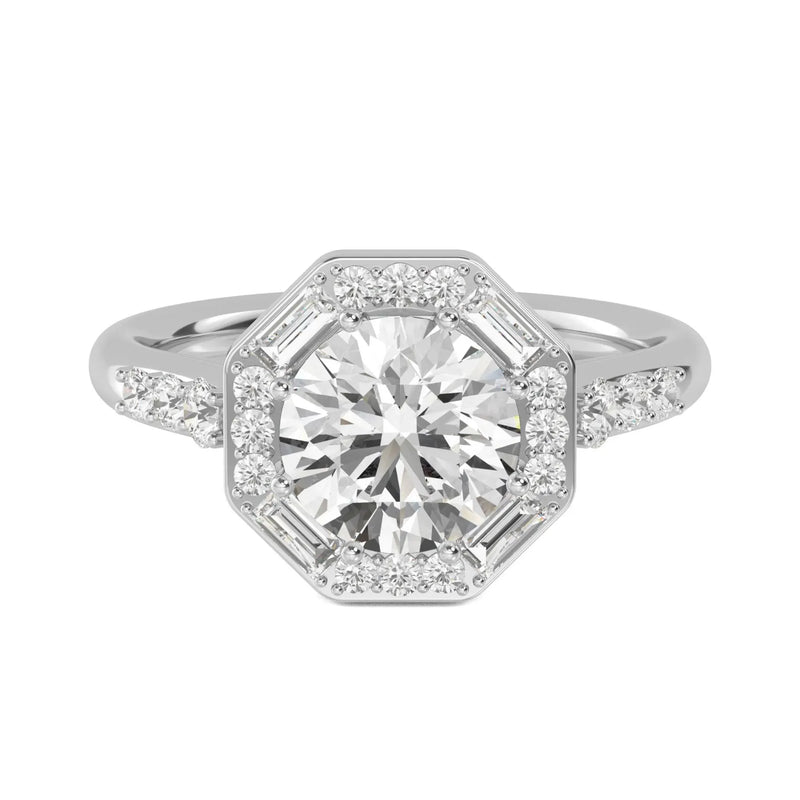 14K 1.96ct Lab Grown Diamond Round Cut Side Stone Engagement Ring