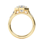 18K Solid Gold 1.96 Carat Natural Round Diamond with Baguette & Round Side Stones Engagement - Close Up | Riyanika Jewels