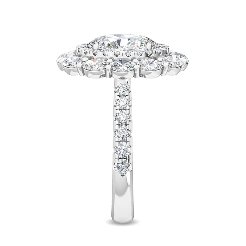 14K 4ct Natural Diamond Oval Cut Halo Engagement Ring