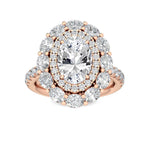 14K 3.94ct Lab Grown Diamond Oval Cut Halo Engagement Ring
