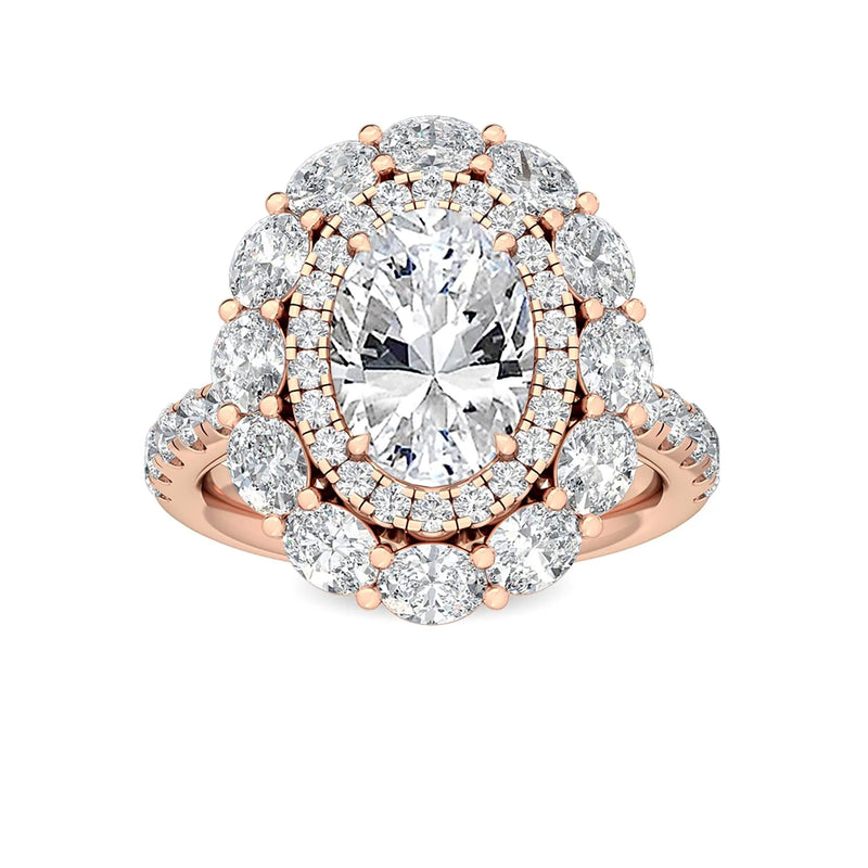 14K 3.94ct Lab Grown Diamond Oval Cut Halo Engagement Ring
